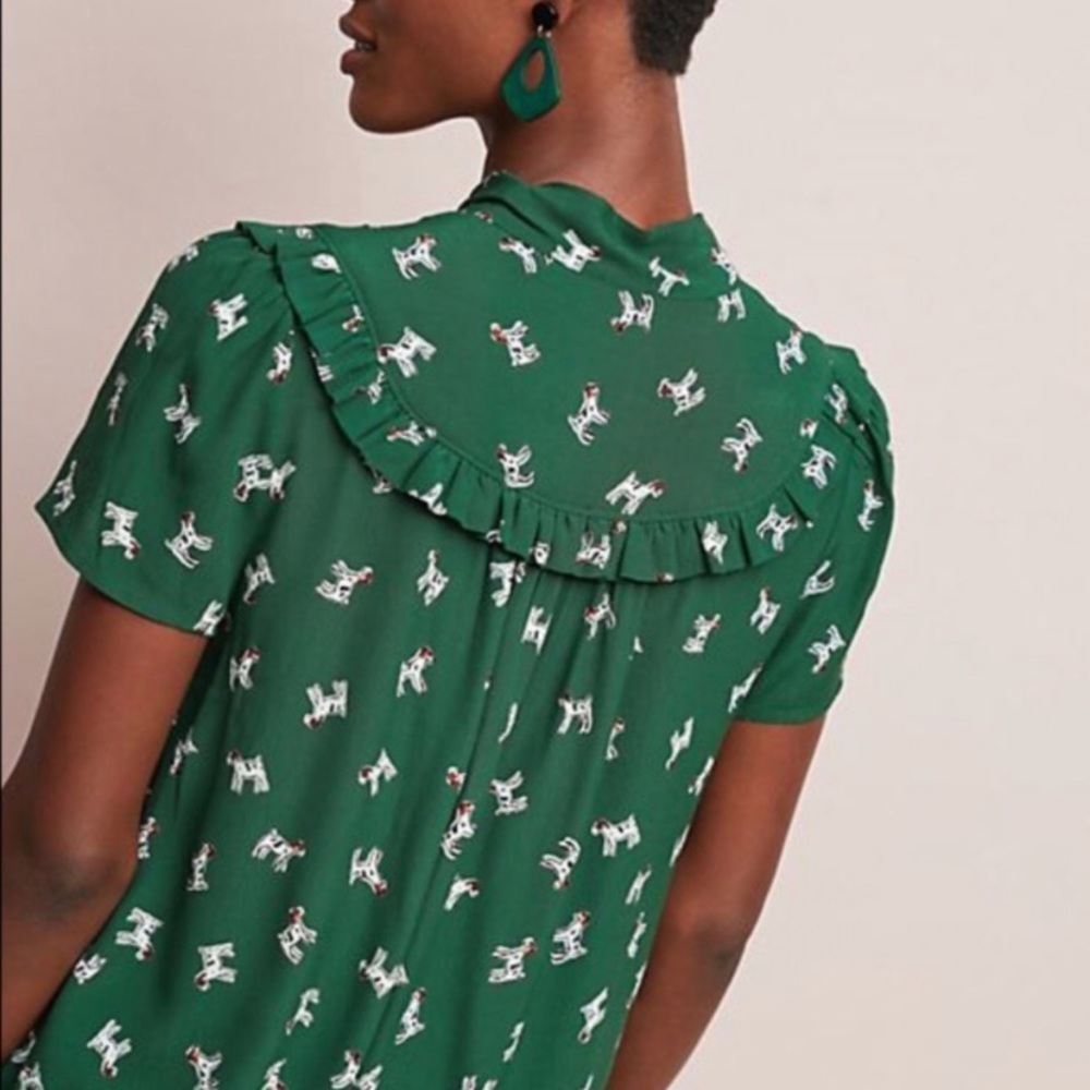 Anthropologie Maeve Adagio Ruffle Blouse Size XS
Green Dog Print - Picture 3 of 5